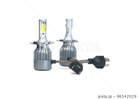 Vehicles H4 LED headlight bulbs isolated on white 96542029