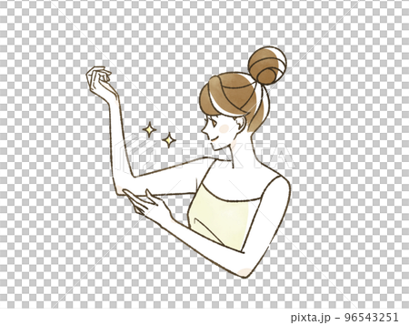 接觸她的上臂的一個微笑的婦女 96543251