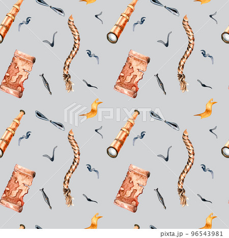Seamless pattern for retro air transport collection. Watercolor illustration in vintage style. 96543981