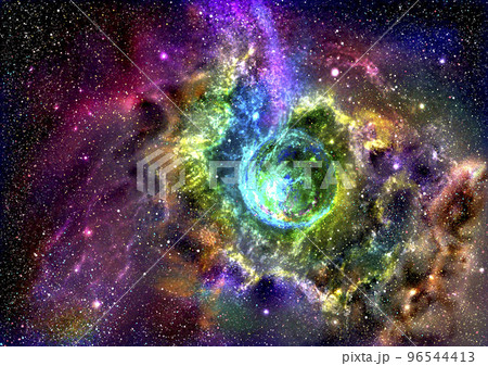 宇宙に浮かぶ青いバブル 宇宙に浮かぶ青いバブル 96544413