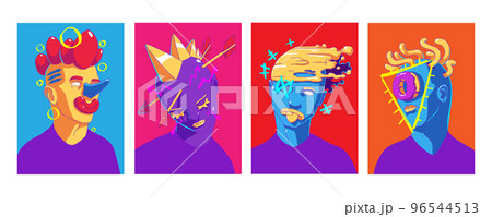 Abstract portraits in trendy contemporary style Abstract portraits in trendy contemporary style 96544513