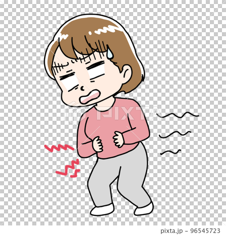 一個肚子痛的女人的插圖 一個肚子痛的女人的插圖 96545723