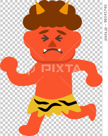 Illustration of a red demon running away 96545740