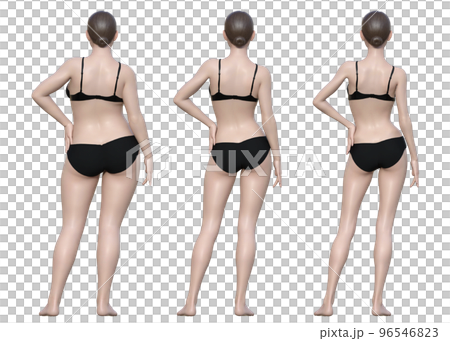 成功節食的女性前後的 3D 插圖 96546823