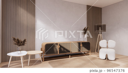 Living room, cabinet Tv and sofa armchair minimalist design muji style. 96547376