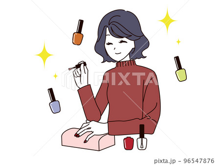 セルフネイルアートを楽しむ女性 96547876
