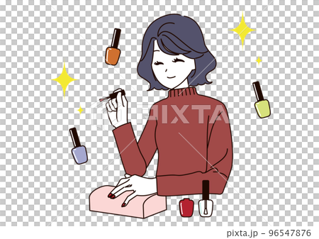 セルフネイルアートを楽しむ女性 96547876