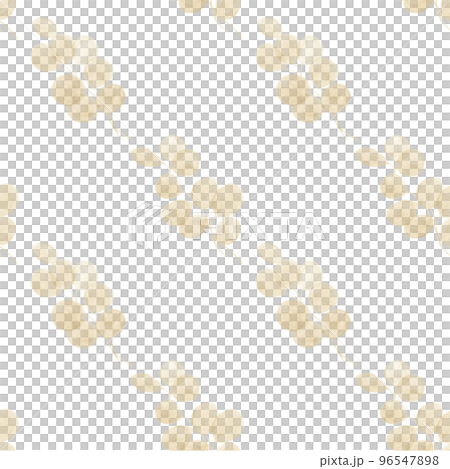 Seamless watercolor floral pattern - composition of golden leaves and branches of eucalyptus. Ideal for wrappers, wallpapers, postcards, greeting cards, wedding invitations 96547898