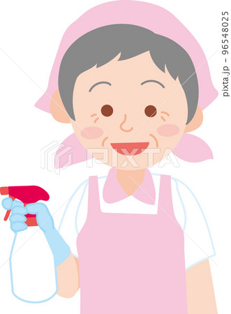 清掃のお仕事_清掃員_シニア女性_表情_上半身 96548025