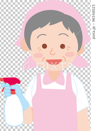 清掃のお仕事_清掃員_シニア女性_表情_上半身 96548025
