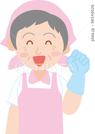清掃のお仕事_清掃員_シニア女性_表情_笑顔_上半身 96548026