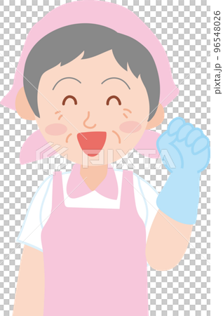 清掃のお仕事_清掃員_シニア女性_表情_笑顔_上半身 96548026
