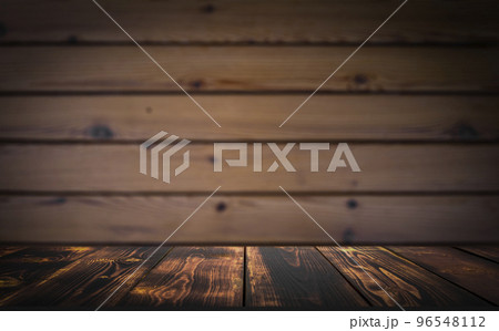 Wooden table background. Old rustic wooden planks and board with dark texture desk for food product or drink. Wooden table background. Old rustic wooden planks and board with dark texture desk for food product or drink. 96548112