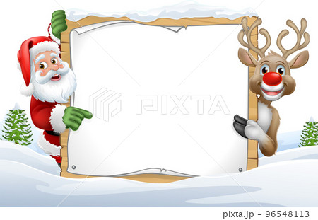 Christmas Santa Claus Reindeer Background Cartoon Christmas Santa Claus Reindeer Background Cartoon 96548113