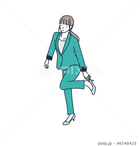 新しい靴で靴擦れを起こす女のイラスト素材 96548428