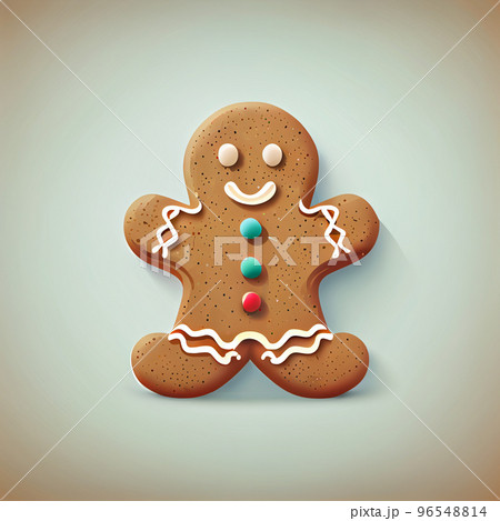 Flat Christmas Gingerbread Man cartoon wallpaper. Modern flat design in winter. Minimalist winter wallpapers 96548814