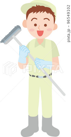 清掃のお仕事_清掃員_若い男性_全身 清掃のお仕事_清掃員_若い男性_全身 96549102
