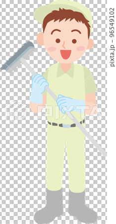 清掃のお仕事_清掃員_若い男性_全身 清掃のお仕事_清掃員_若い男性_全身 96549102