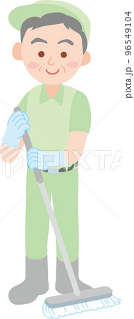 清掃のお仕事_清掃員_シニア男性_全身 96549104
