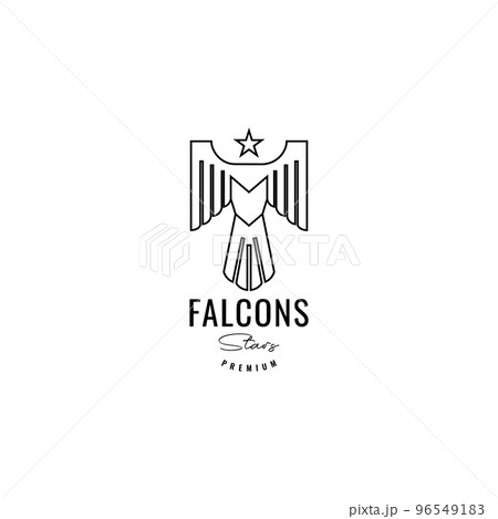flying falcon with star polygonal line logo design vector 96549183