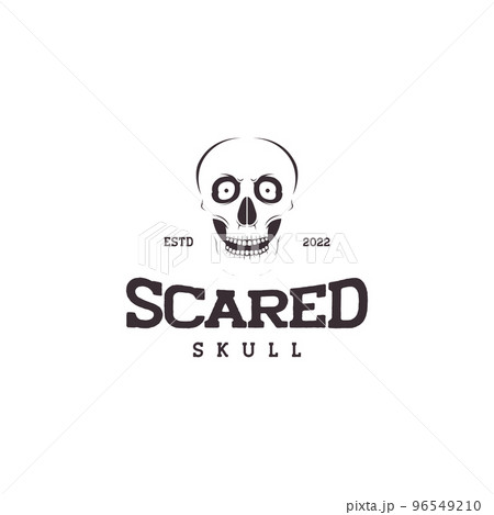 scared skull smile vintage logo design vector 96549210