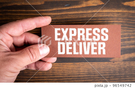 EXPRESS DELIVER. Brown piece of paper with a text 96549742