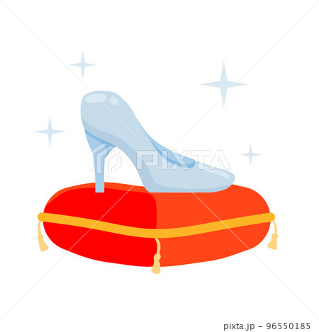 Crystal slipper on red pillow. 96550185