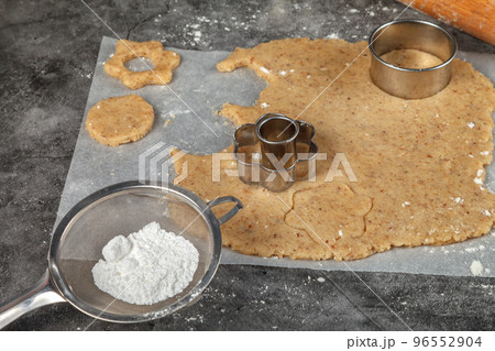 Process of baking cookies at home. Home cooking concept Process of baking cookies at home. Home cooking concept 96552904