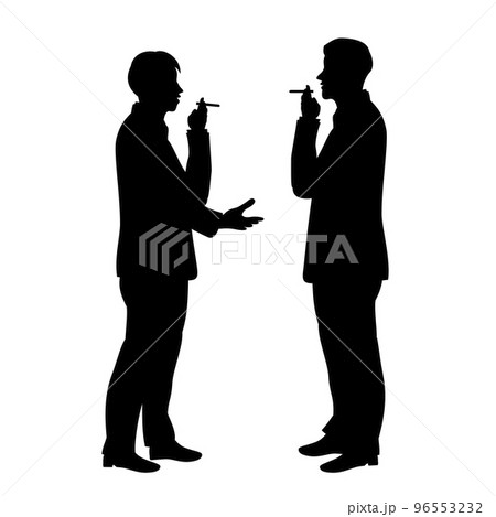 タバコ休憩中のサラリーマンシルエットイラスト 96553232