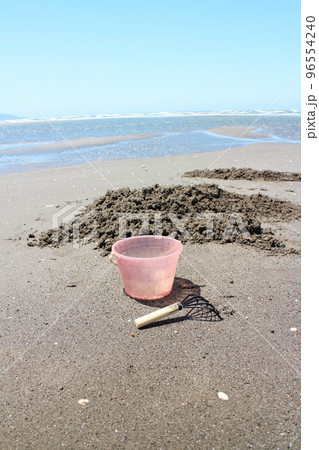 貝掘りをする砂浜の風景 96554240
