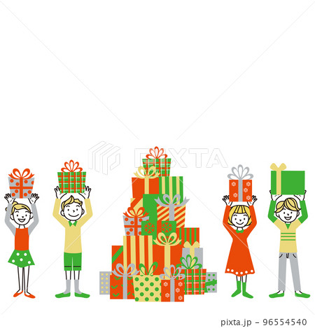 クリスマスプレゼントを持つ子供達 96554540