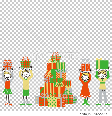 クリスマスプレゼントを持つ子供達 96554540
