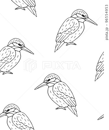Vector seamless pattern of hand drawn kingfisher 96554953