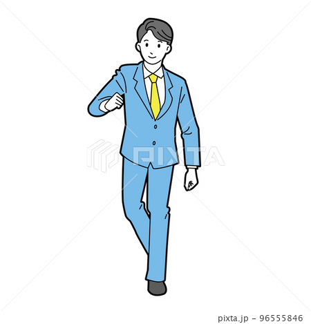 歩いているスーツ姿の男性　線あり 96555846