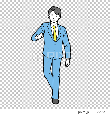 歩いているスーツ姿の男性　線あり 96555846