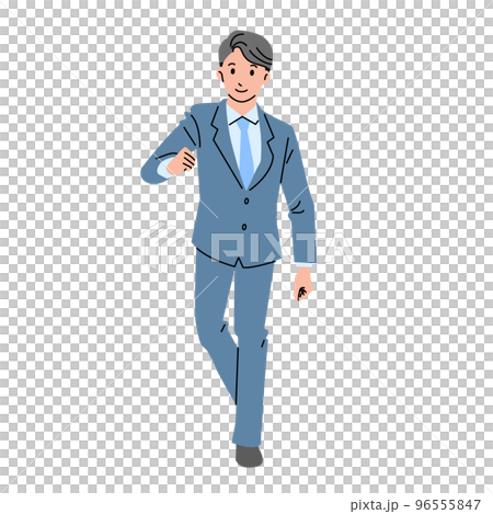 歩いているスーツ姿の男性　線なし 96555847