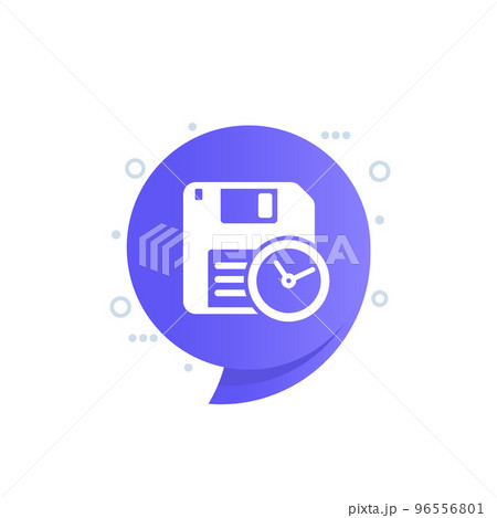 backup time vector icon with a floppy disk 96556801
