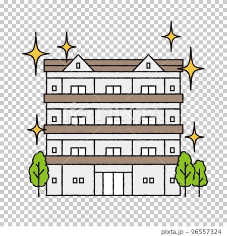 シンプルな綺麗なマンションのイラスト 96557324
