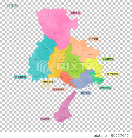 水彩風格地圖兵庫縣 水彩風格地圖兵庫縣 96557645