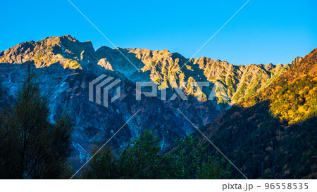 上高地　穂高連峰夕景 96558535