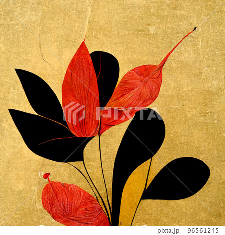 Golden, yellow and red abstract flower Illustration. Golden, yellow and red abstract flower Illustration. 96561245