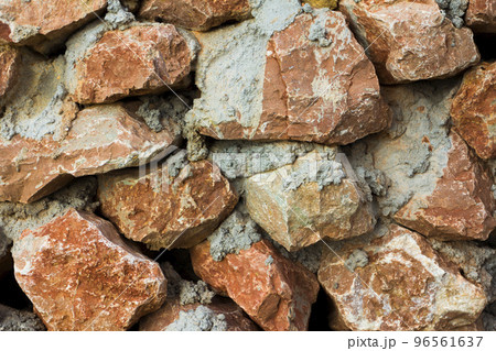 Stacked Natural Field Rock Wall Background 96561637