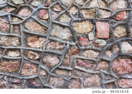 Stacked Natural Field Rock Wall Background 96561638