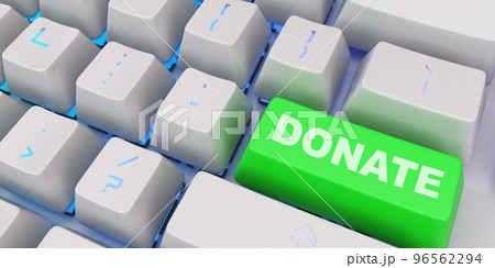White Keyboard with green donate button 3d render image White Keyboard with green donate button 3d render image 96562294