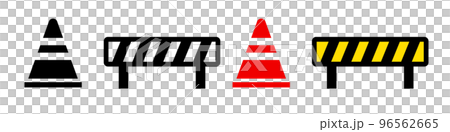 ロードコーンとバリケードのアイコンセット。工事現場や建設現場の道具。三角コーンやパイロン。ベクター。 ロードコーンとバリケードのアイコンセット。工事現場や建設現場の道具。三角コーンやパイロン。ベクター。 96562665