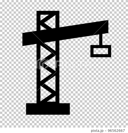 タワークレーンのシルエットアイコン。建設工事のアイコン。ベクター。 96562667