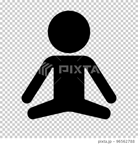 一個人冥想的剪影圖標。專注。向量。 96562788