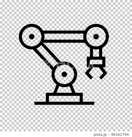 Simple robotic arm icon. Automation of line work. manufacturing industry. vector. 96562794