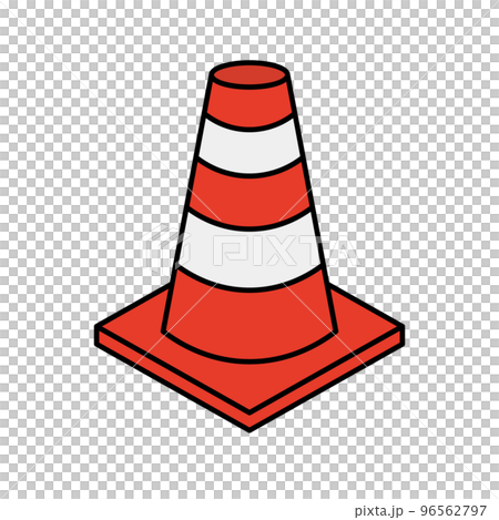 ロードコーンのアイコン。交通整備アイテム。パイロンや三角コーン。ベクター。 ロードコーンのアイコン。交通整備アイテム。パイロンや三角コーン。ベクター。 96562797