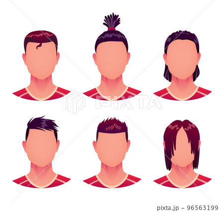 Face construction element, avatar creation with different head templates. Vector cartoon set of heads. Head parts pack for face generator isolated on white background Face construction element, avatar creation with different head templates. Vector cartoon set of heads. Head parts pack for face generator isolated on white background 96563199
